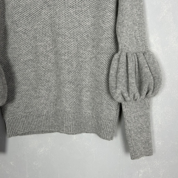Magaschoni size M cashmere sweater tube ball sleeves gray textured raglan - Picture 4 of 11